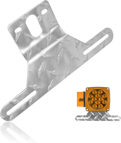 Vista 9 de Hoypeyfiy Soporte de luz para matrícula de remolque para camión, caravana, todoterreno, soporte de aluminio para matrícula (color negro, 1 unidad)