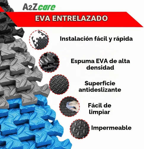 Vista 3 de A2ZCARE Tapete de ejercicio de rompecabezas con azulejos entrelazados de espuma EVA, alfombrillas entrelazadas para equipo de gimnasio, ideal