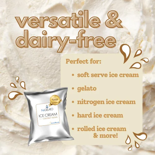 Vista 2 de AussieBlends - Mezcla de helado vegano de coco, a base de plantas, 1 paquete, importado Para servir suave, gelato, helado enrollado, nitrógeno