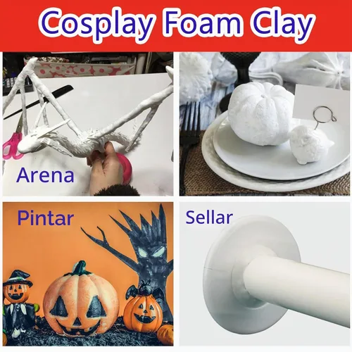 Vista 7 de Arcilla de espuma negra para cosplay de 17.64 oz, espuma esculpida ligera Negro