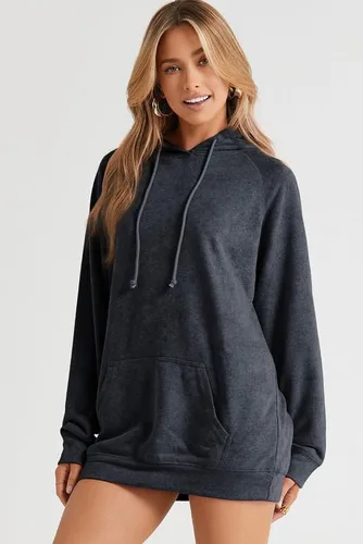 Vista 3 de SHEWIN Sudadera casual con capucha para mujer, manga larga, lisa, ligera, holgada, con bolsillo
