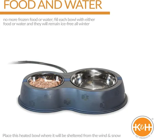 Vista 2 de K&H Pet Products Cuencos exteriores con calefacción para comida y agua de gatos, estación de alimentación Thermo-Kitty Café para gatos callejeros