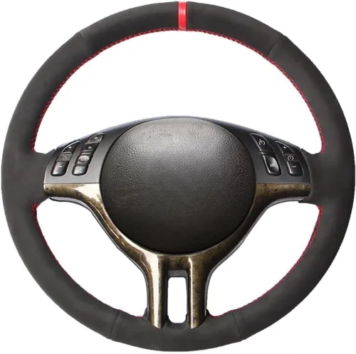Vista 5 de MEWANT Funda de volante de cuero genuino para BMW Serie 3 E46 E46 X5 E53 DIY Protector de volante