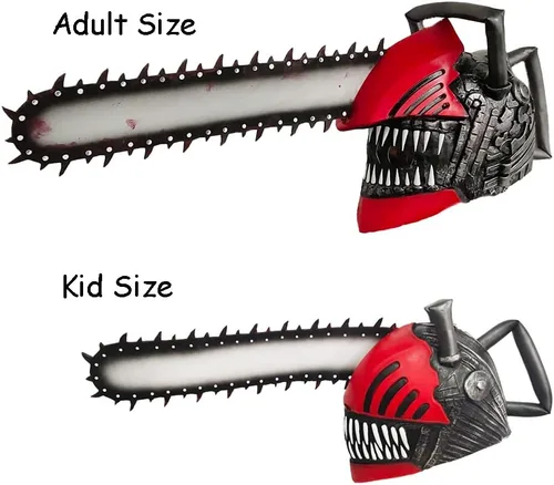 Vista 5 de Máscara de látex de hombre motosierra para adultos y niños, disfraz de anime, cosplay, máscara de cara completa con capucha de Halloween, accesorios