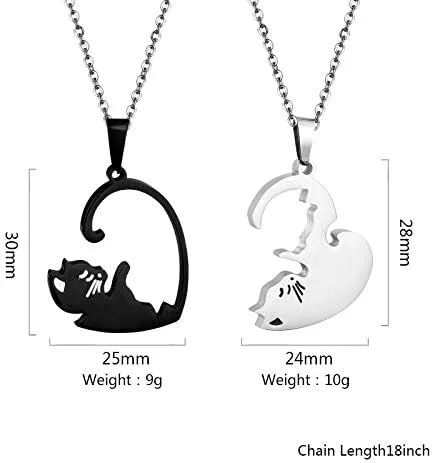 Vista 6 de Regalo de aniversario de Navidad para amigos, marido, esposa, collar de amistad de gato para 2 niñas y niños, collares a juego para mejores amigos