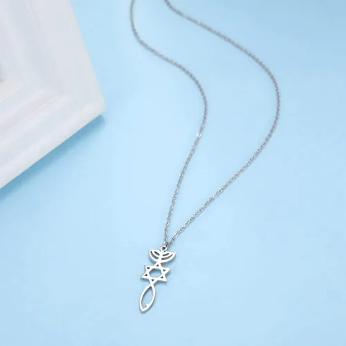 Vista 4 de Oyalma - Collar con colgante de estrella de David de Israel judío de Israel para mujer y hombre