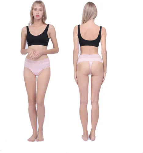 Vista 3 de Ropa interior posparto de cintura alta y bragas de maternidad para mujer tanga de algodón de encaje retro