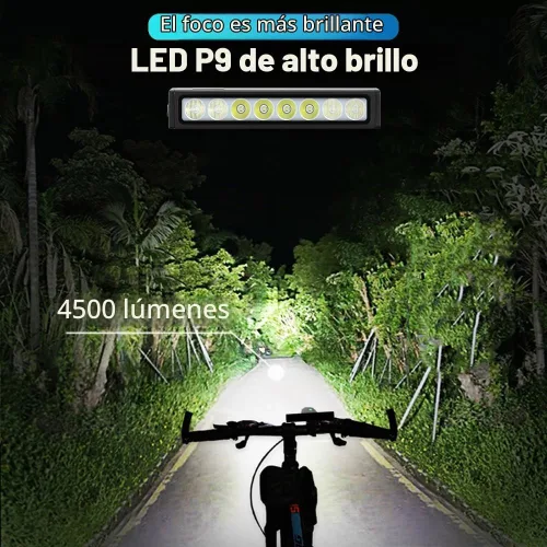 Vista 2 de Luces de bicicleta, luz de bicicleta de 4800 lúmenes con 4 modos, 14000 mAh USB-C recargable luz de bicicleta para bicicleta para conducción
