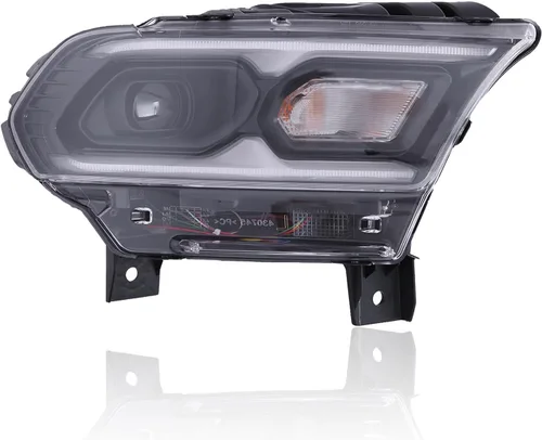 Vista 8 de Conjunto de faros delanteros negros compatible con Dodge Durango 2016 2017 2018, conjunto de faros de xenón con lente transparente lado izquierdo
