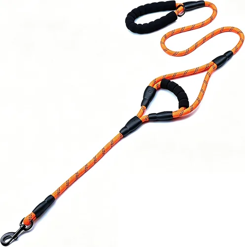 Vista 9 de Love Dream Correa para perro de 5 pies de largo con 2 cómodas asas acolchadas, hilos reflectantes con doble asa para control de seguridad, correa