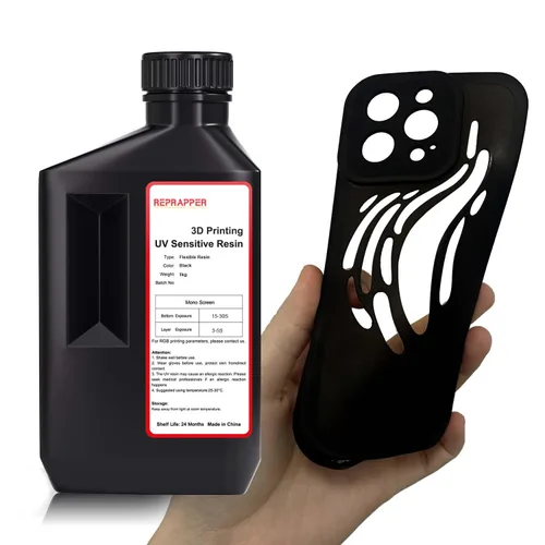 Vista 6 de RepRapper Resina para impresora 3D, 405nm Cambio de color de curado rápido UV, paquete de resina estándar de 1kg, resina de fotopolímero