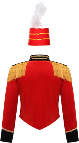 Vista 2 de ACSUSS Disfraz de maestra de ceremonias de circo para niñas y niñas, disfraz de banda de marcha, uniforme, borlas, chaqueta