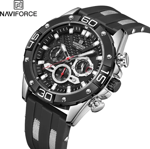 Vista 2 de Naviforce hombres militares deportes relojes moda silicona correa reloj lujo impermeable luminoso cronógrafo cuarzo reloj hombre