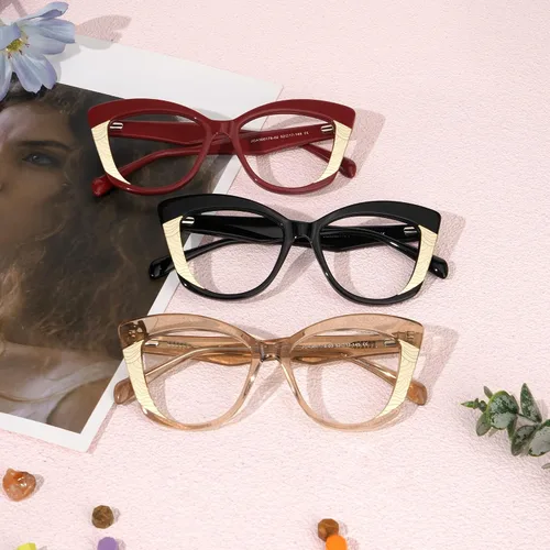 Vista 7 de Zeelool Gafas vintage con bloqueo de luz azul ojo de gato para mujer Amy JGA300178