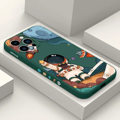 Vista 15 de LEECG Funda para iPhone 13 con diseño de mariposas y flores, diseño de astronauta, funda de teléfono con forro de microfibra suave, funda delgada