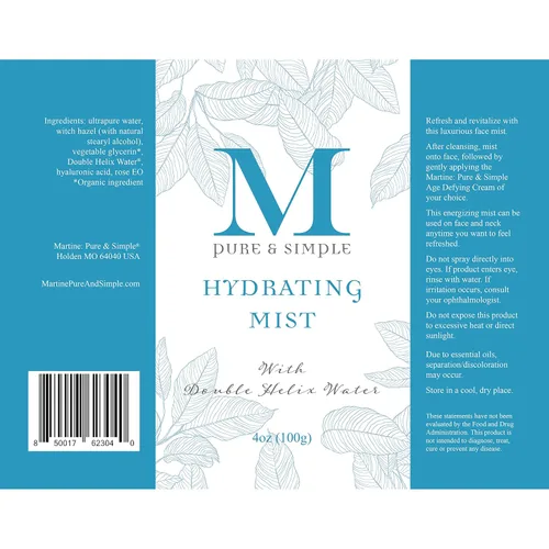 Vista 8 de Martine: Pure & Simple Spray facial para hidratar, tonificar y suavizar la piel, spray fijador hecho con agua de doble hélice, suero hialurónico