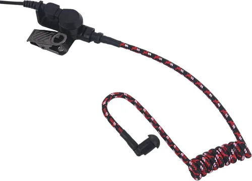Vista 3 de Reemplazo de tubo de bobina de fibra de tela tejida trenzada para auriculares acústicos de radio Walkie Talkie (cable negro, rojo y rosa)