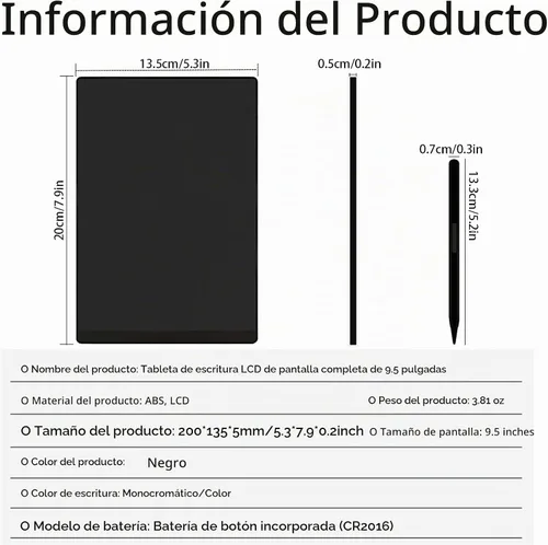 Vista 7 de 9.5in Magnetic LCD Writing Tablet, Digital Notepad