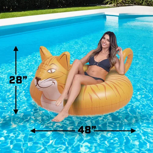Vista 4 de GoFloats Meowzers the Cat Party - Balsa inflable con estilo (para adultos y niños)