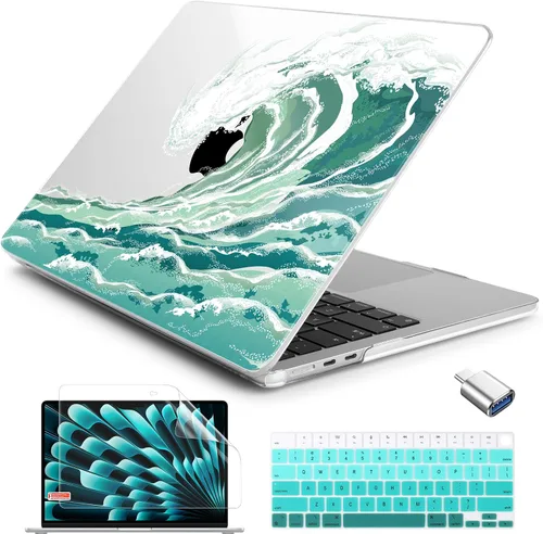 Vista 13 de Batianda AstroGrid - Funda para MacBook Air de 13.6" M2-M5 Chip, Galaxy Líneas abstractas