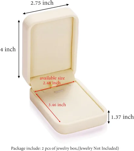 Vista 2 de HESSION Juego de 2 joyas de terciopelo con colgante de collar, caja de regalo, caja de compromiso de boda (albaricoque)