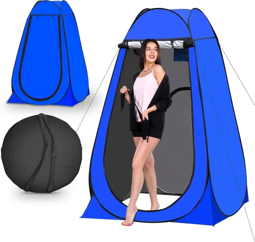 Vista 13 de Carpa portátil emergente de privacidad, carpa para baño al aire libre, inodoro, regadera, campamento, espaciosa, para senderismo, playa, pícnic