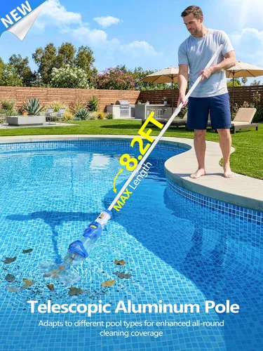 Vista 7 de LanOcean Aspiradora de piscina inalámbrica para piscina enterrada, flujo ajustable, cabezal de cepillo transparente, limpieza visible, potente