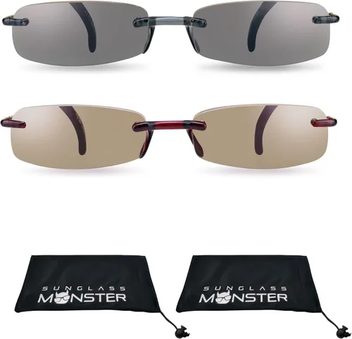 Vista 9 de proSPORT 2 pares de lentes de sol de lectura tintados, sin montura para hombres y mujeres