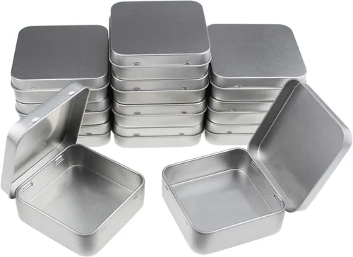Vista 9 de Goodma 12 latas cuadradas de metal vacías para el hogar, mini caja organizadora con tapa con bisagras, 2.76 x 2.76 x 0.79 pulgadas (negro)