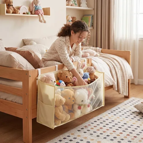 Vista 6 de Beeveer Organizador de animales de peluche para mesita de noche, red organizadora de juguetes de peluche de gran capacidad que ahorra espacio