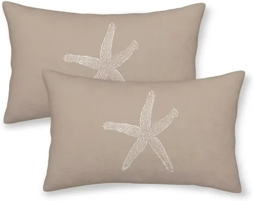 Vista 26 de AEIOAE Juego de 2 fundas de almohada costeras de 16 x 16 pulgadas, fundas de cojines decorativos náuticos de playa con estrellas de mar negras