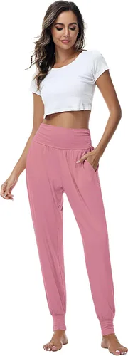Vista 7 de Ficerd Paquete de 3 pantalones de descanso para mujer, cómodos pantalones deportivos de yoga con bolsillos de cintura alta, pantalones deportivos