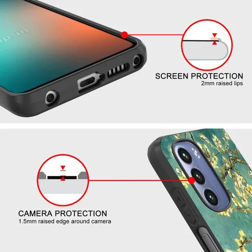 Vista 4 de CoverON Funda diseñada para Motorola Moto G Stylus 2022, funda delgada y flexible de TPU - Flor de almendra