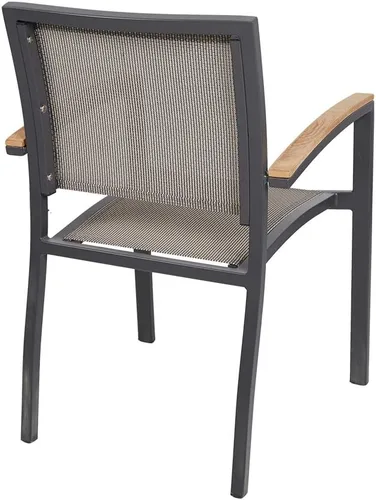 Vista 5 de LUCKYERMORE Juego de 2 sillas de comedor de metal para patio con brazos al aire libre, aleación de aluminio resistente y asiento de malla cómodo 2