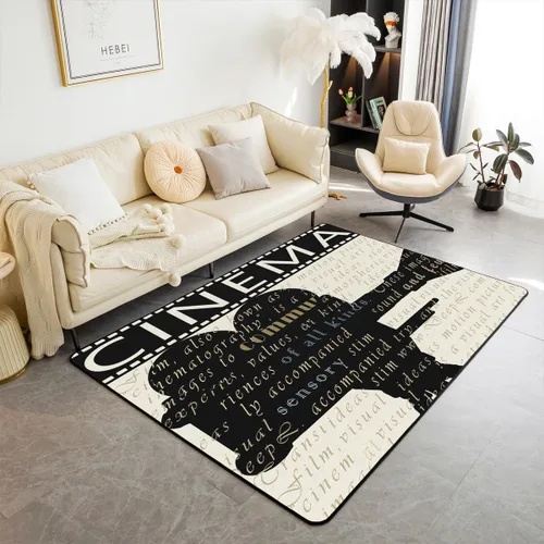 Vista 30 de jejeloiu Juego de alfombras de sala de estar, decoración de cine y noche, juego de alfombras de área de 3 x 5 con palomitas de maíz para interiores