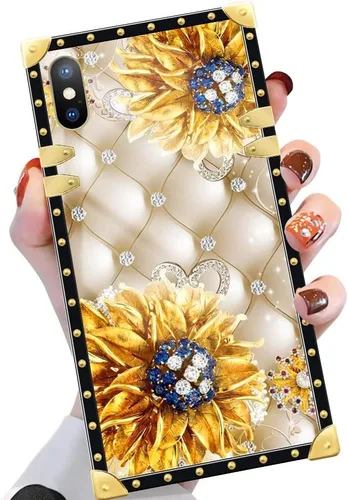 Vista 12 de Funda compatible con iPhone X/Xs, TPU suave de lujo y parte trasera de policarbonato duro para niñas y mujeres, funda protectora a prueba de golpes