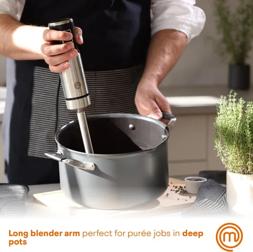 Vista 3 de MasterChef - Batidora de inmersión de mano, varilla de mezcla de acero inoxidable emulsionadora, batidora de puré para hacer comida para bebés