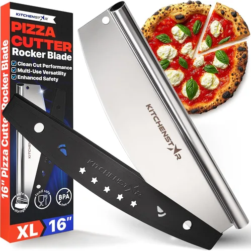 Vista 11 de Cortador de Pizza KitchenStar - Cuchillo de corte de acero inoxidable 304 con hoja súper afilada, mecanismo de eje anti-vacilación, mango ergonómico