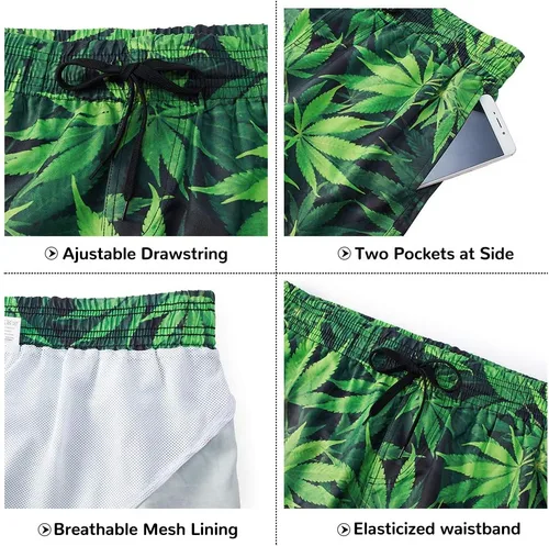Vista 4 de Men's Swim Trunks Quick Dry 3D Printed Beach Board Shorts with Pockets Cool Mesh Lining Bathing Suits