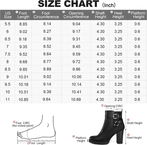 Vista 6 de mysoft Women's Ankle Boots Chunky Stacked Heel Zipper Booties