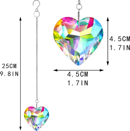 Vista 6 de H&D HYALINE & DORA 50mm Geometría Cristal Corazón Atrapasueños Prismas Colgantes con Prisma de Vidrio Fabricante de Arcoíris para Ventanas, Balcón