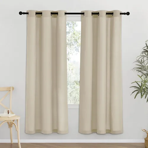 Vista 131 de NICETOWN - Cortinas de lino angora para ventana de cocina sobre el fregadero, con ojales, lino grueso angora, tratamientos cortos para ventanas