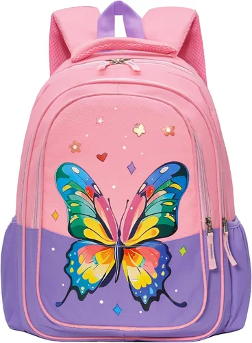 Vista 11 de Mochila de Viaje Preescolar para Niños Pequeños de 11 Pulgadas, Mochila Diaria Genial y Linda con Dibujos Animados, Rosa (Butterfly Pink)