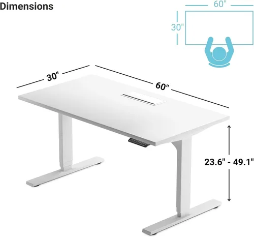 Vista 2 de Escritorio progresivo de 60 x 30 pulgadas con motor doble, 3 etapas de altura ajustable para oficina en casa, 60 pulgadas, roble gris, marco gris
