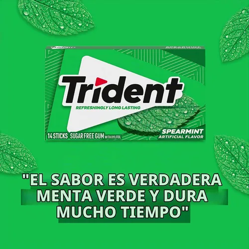 Vista 11 de Trident Chicle de menta verde sin azúcar, a granel, 24 paquetes de 14 piezas (336 piezas en total)