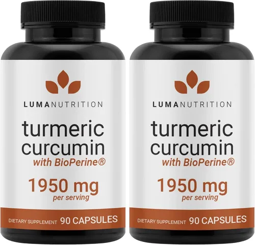 Vista 9 de Luma Nutrition Curcumina de cúrcuma con pimienta negra, 95% curcuminoides, 1950 mg por porción, suplemento de cúrcuma premium, con BioPerine