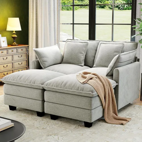 Vista 11 de Seccional Cloud Couch de 107", Sofá Seccional Modular en Forma de U, Sofá de Asiento Profundo de 4 Asientos con 6 Almohadas Extraíbles Lavables y 2