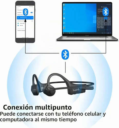 Vista 7 de Auriculares Bluetooth de conducción ósea con micrófono ENC Boom Mic Auriculares inalámbricos para computadora con micrófono Cancelación de ruido