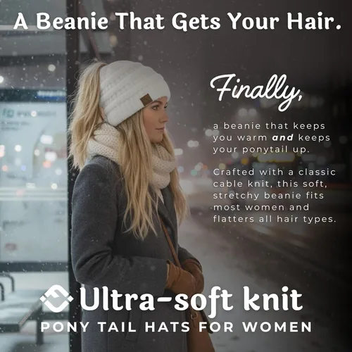 Vista 8 de Funky Junque - Gorro para mujer con ranura para cola de caballo