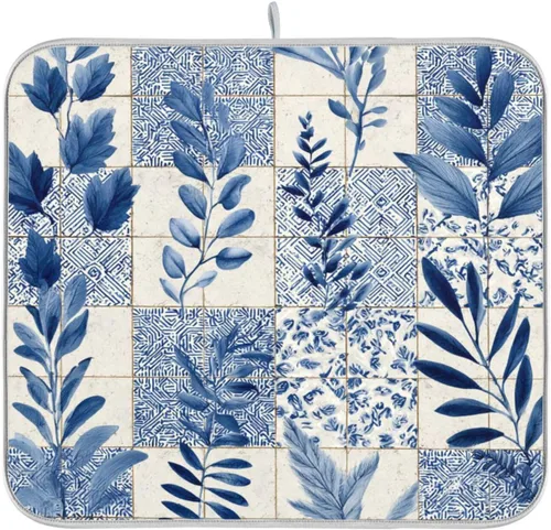 Vista 34 de Tapete de secado de platos de primavera naranja con flor de amapola para encimera de cocina, tapete escurridor absorbente de microfibra, tapete